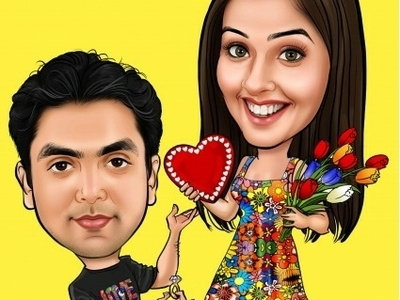 Valentines Day Caricature caricature design gift ideas gifterman kerala personlised photo valentines day