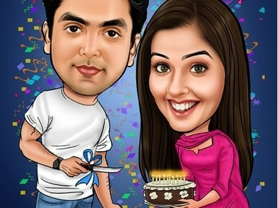 Birthady Photo Gift birthday gift caricature cochin couple caricature gifterman kerala