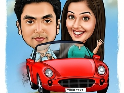 Car Wedding Caricature cochin gifterman kerala wedding caricature wedding gift