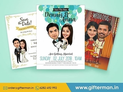 Wedding Invitation customised caricaticature gifterman india kerala wedding caricature wedding gift wedding invitation