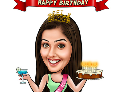 Personlised Birthday Caricature birthday caricature birthday gift caricature cochin gifterman india kerala sweet birthday gift