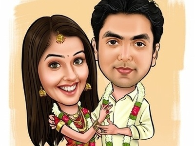 Romantic Kerala Wedding Caricature by Mario on Dribbble