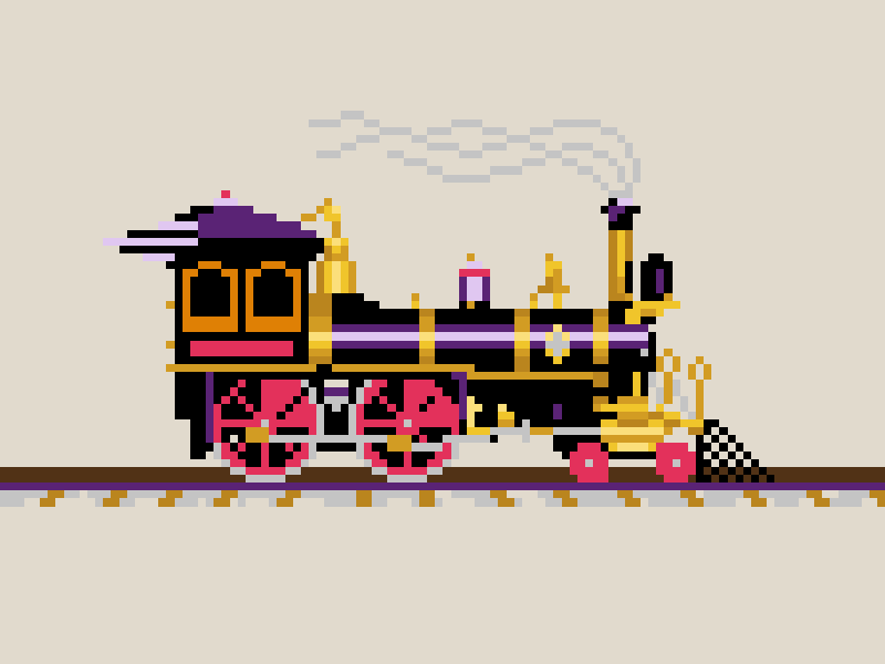 Animated Pixel Steam Locomotive animated crossstitchpattern gif locomotive mom pixelart train western