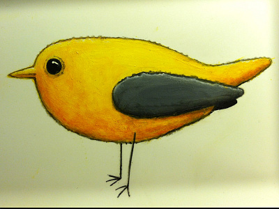 yellow bird platter design illustration painting
