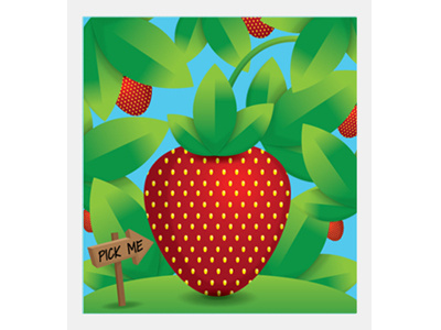 Strawberry Picking Day big eyed bird creative design illustration social media