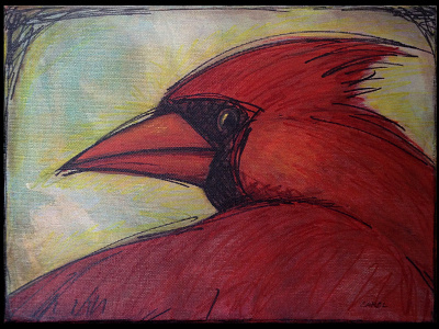 Cardinal bird design illustration painting