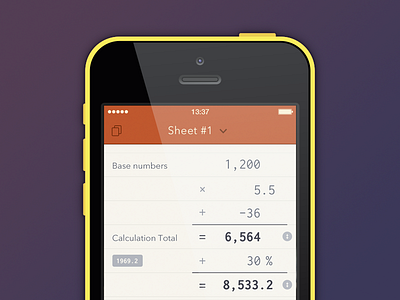 Scalar UI iOS7 - #latershot app burgundy calculator design ios7 iphone scalar ui
