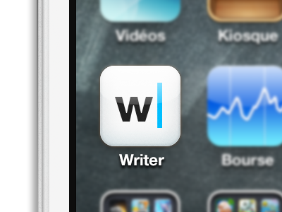Writer icon also for iOS app black blue ia icon ios iphone its a trap text type white writer
