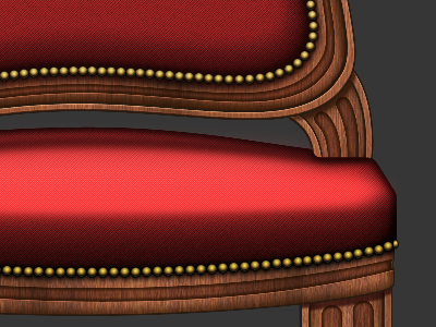 Louis XV chair WIP baroque chair fabric gold louis nails red texture wood xv