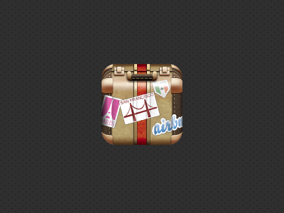 Airbnb final icon airbnb app brown icon iphone leather red stickers stitching suitcase texture