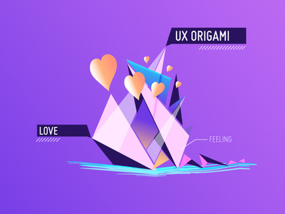 Space Boat Origami design gradient illustration vector