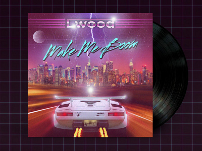 Lwood - Make Me Boom (Single Cover) 80s disco hiphop illustration mockup rap retro vintage