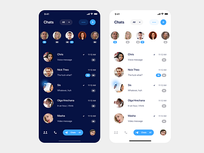 Telegram chats redesign app design flat icon ios minimal mobile ui uiux ux