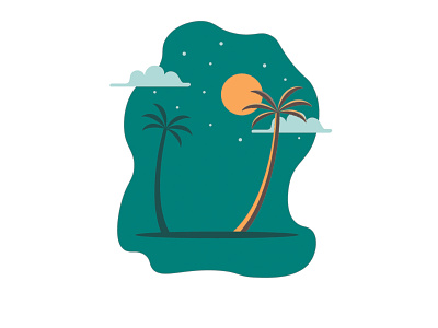 Beach beach coconut illustration tree