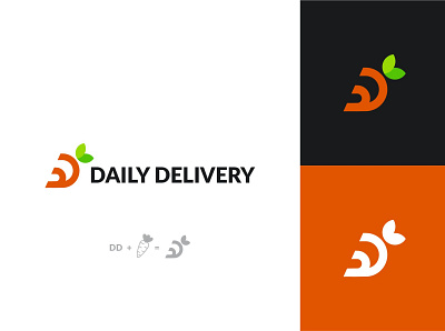 Grocery Logo - Daily Delivery Logo app branding carrot delivery app delivery logo design flat grocery grocery app icon illustration lifestyle logo minimal vector