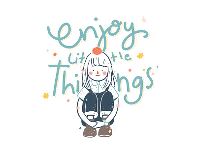 Enjoy Little Things artwork character design design digital doodle editorial illustration graphic design illustration portrait procreate quotes simplelooklet