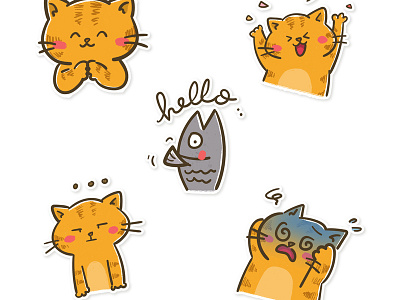 Acong's Daily Stickers acongthecat artwork cat drawing character design digital doodle illustration simplelooklet whatsapp whatsappsticker