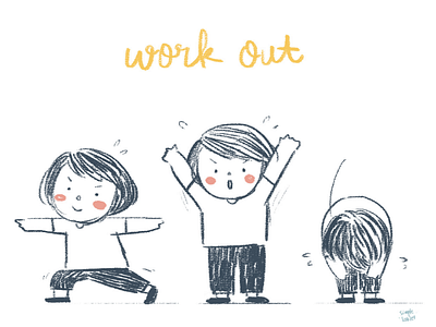 Let's Sweat! children illustration digital doodle illustration kidlit sketch workout kids