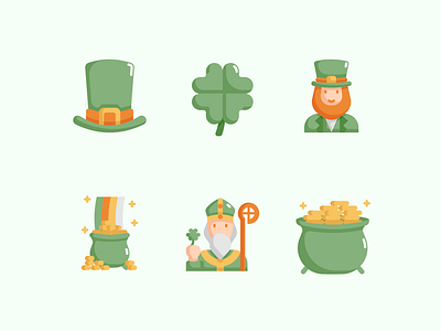 ☘️ Saint Patricks Day Icon Set 💚 celebration clover cute day icon ireland march patrick shamrock st
