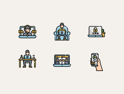 👨🏻‍💻 Work From Home Icon Set 👩🏻‍💻 cute home icon icondesign labtop office online simple vector work work from home