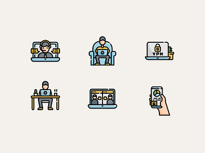 👨🏻‍💻 Work From Home Icon Set 👩🏻‍💻