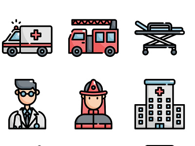 Emergency Services design emergency icon icon design icon set icondesign iconography icons illustration services simple vector