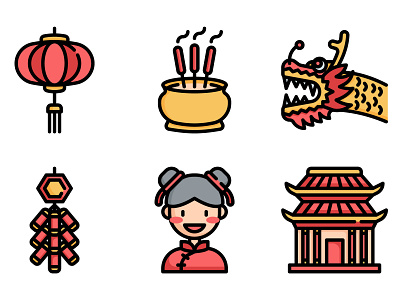 Chinese New Year Day chinese chinese new year festival graphic icon icon set iconography illustration