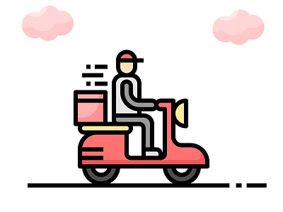 🛵 Restaurant Service icon set 🍽🍟 cute delivery food icon man motorcycle restaurant service simple transportation