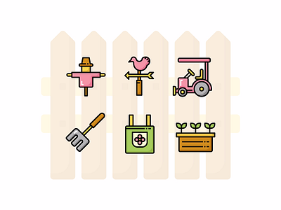 ☘️🌸 Gardening Icon set 🌸☘️ cute farm garden icon plant simple spring tools