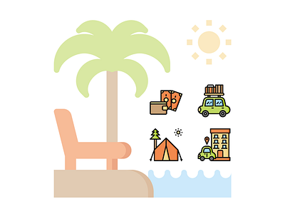🚙 Travel and vacation Icon set 🏕 beach cute holiday hotel icon icons pocket relax sea summer travel vacation