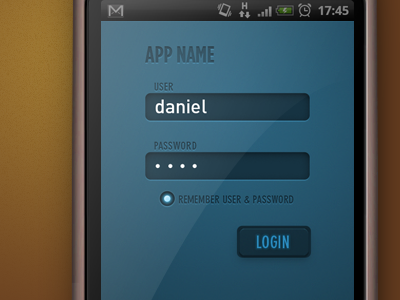 Desktop / Android AIR App Design air android app blue button checkbox login textfield