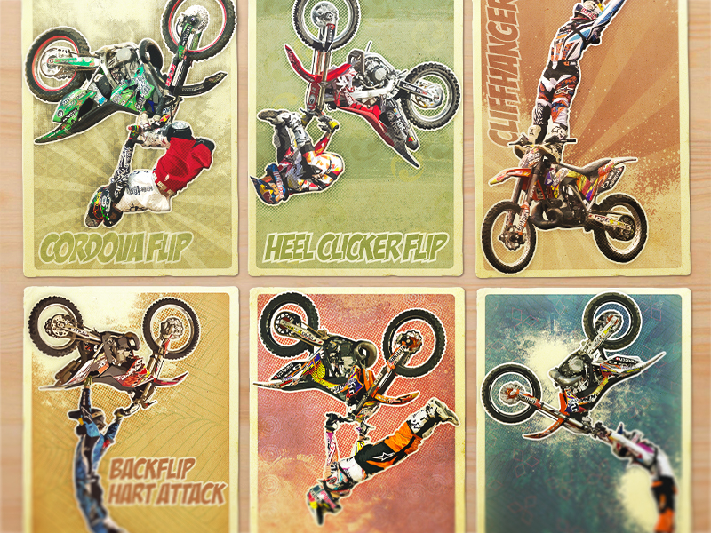 RB X-Fighters Card Collection bike card collection illustration japan japanese red bull rider