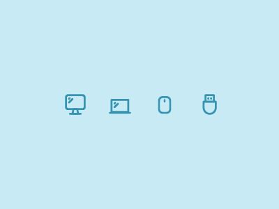 Outline icons Day 15 - Computer desktop icon illustrator laptop mouse outline usb key vector