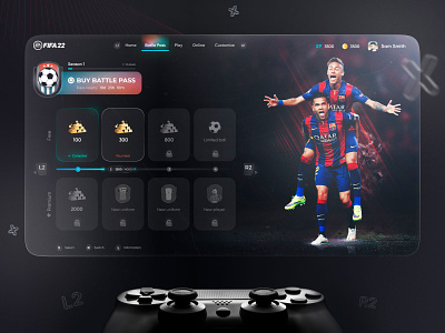 FIFA22 Battle Pass battlepass console design fifa figma football game gamedev gamepass interface photoshop ui uidesign uxui xbox