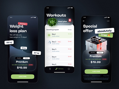 Fitness Mobile App - My Splits 3d android app design design figma figmadesign ios app design ui uxdesign