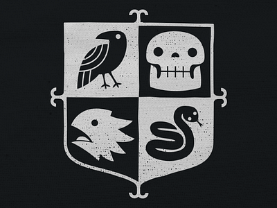 Crest coat of arms crest heraldry lizard raven skull snake