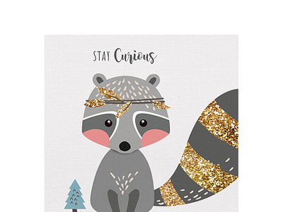 Raccoon animal art animals illustrated art decor baby animals christmas forest forest animals gold holiday home decor home decoration illustration kids art minimal art nursery raccoon wall art wall decor wallart woodland