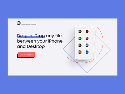 Documents app landing page for file transfer documens app documents file transfer landing product design product page tilda transfer ui web website