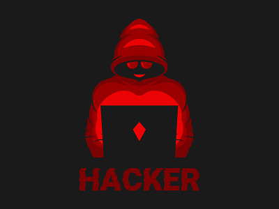 Mysterious Hacker cartoon character design hacker illustration logo red