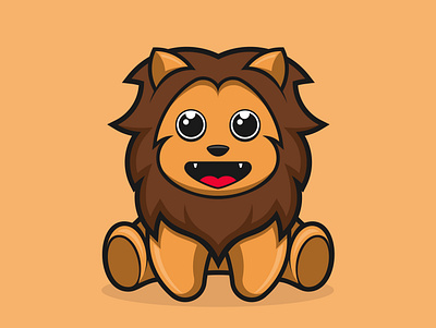 Cute Lion cartoon character cute design illustration kids lion logo vector