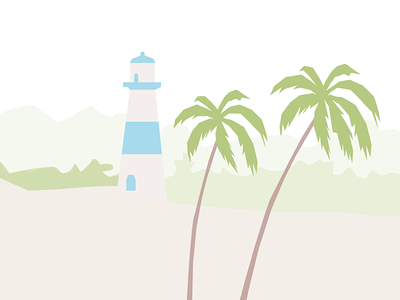 Lighthouse beach design graphic illustration lighthouse palm vector