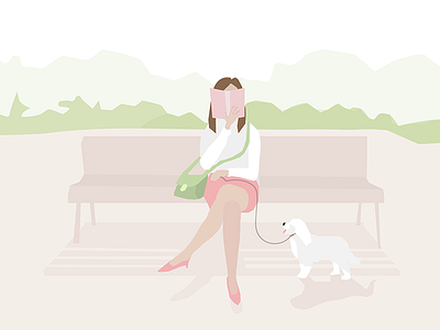Life Of The Sea beach design dog girl graphic illustration reed vector