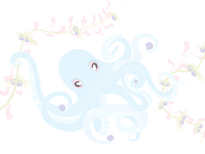 Algae And Octopus octopus algae sea vector illustration graphic design