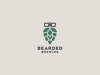 Bearded Brewing Logo beards beer brewing glasses hop identity logo