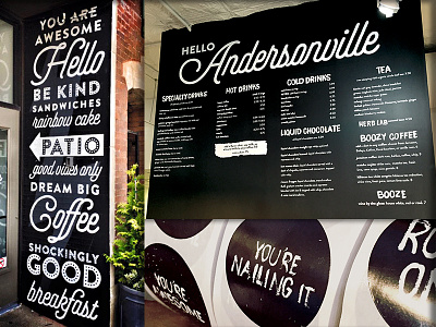 Goddess & Grocer Andersonville branding cafe drawn hand lettering menu painting restaurant sign type