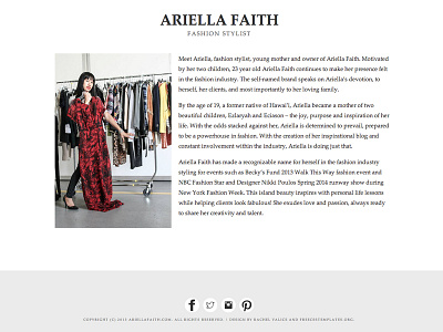 Ariella Faith fashion minimalist modern site site design stylist web web design website