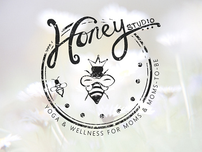 Honey Studio Logomark black brand branding grayscale logo mark mascot retro stamp vintage white yoga