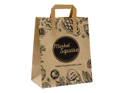 Market Square Stores: Round 2 black brown calligraphy circle food handwritten lettering logo retro round script traditional