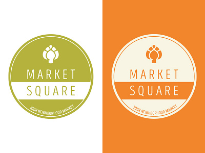 Market Square Logo brand branding circle green grocery logo orange retail retro stamp store traditional