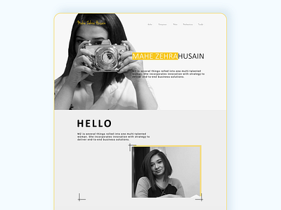 MZH Website brand branding design enterpreneur flat mahe zehra husain typography ui ux vector web design website website concept